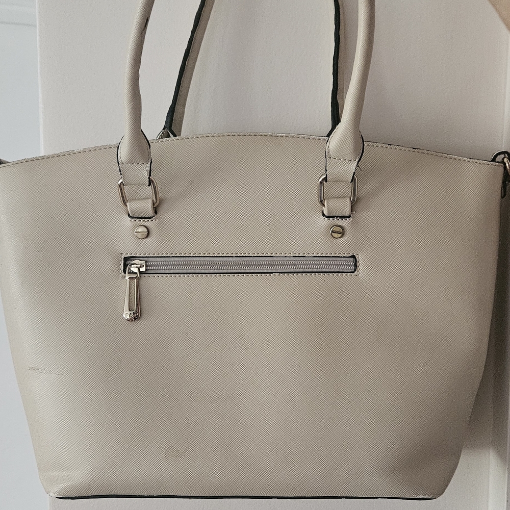 Everyday Cream Structured Tote with Front Zip